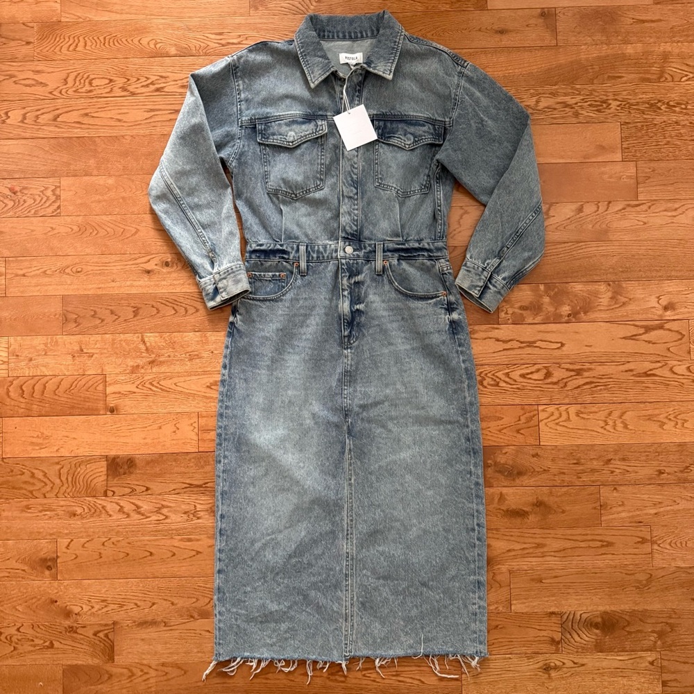 Pistola Amira Long Sleeve Denim Midi Dress, NWT size L